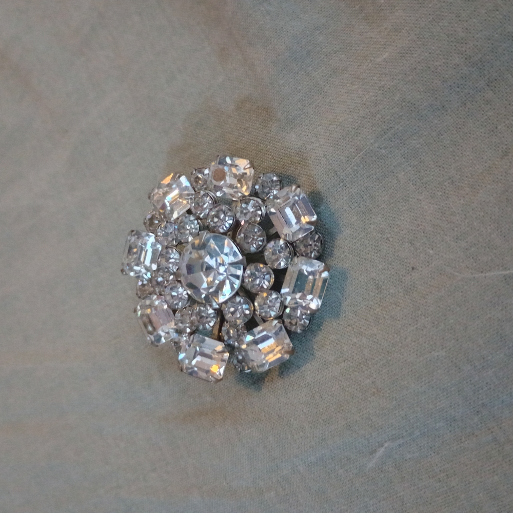 Elegant Silver Crystal Brooch